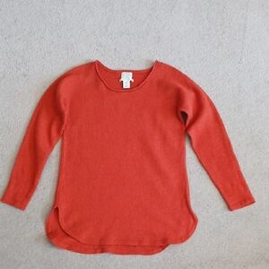 Merino Wool Elegant Tangerine Crew Neck Sweater